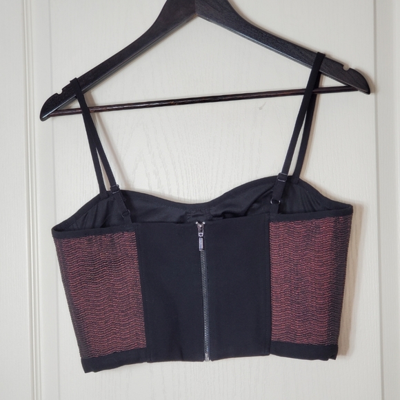 SLEEK Burgundy Crop Top with Zipper Detail - Picture 2 of 2